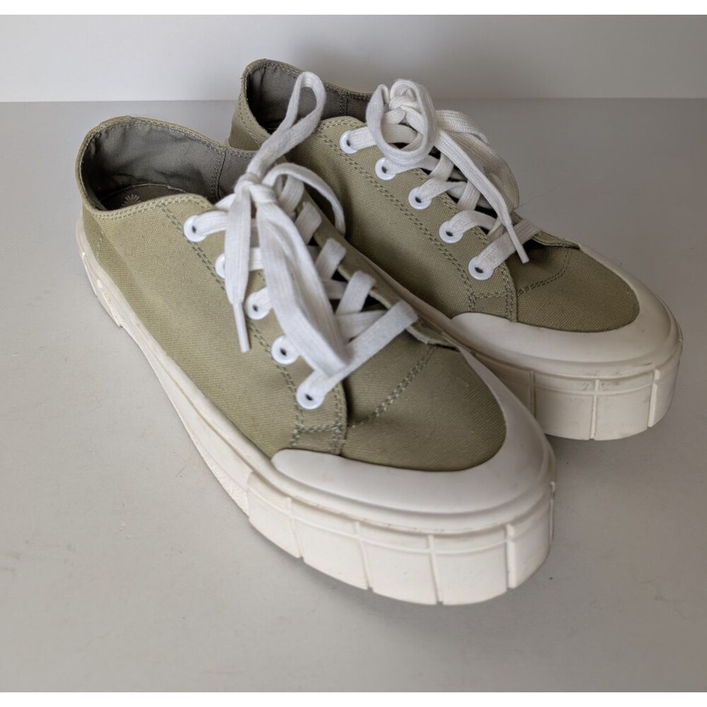 Mad Love Shoes Womens 11W Fran Casual Low Platform Sneakers Green Lace Up Canvas